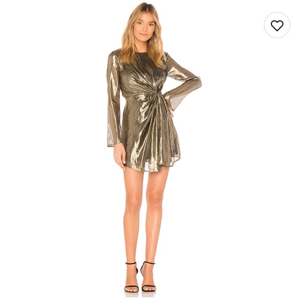 Loveshackfancy gold metallic mini dress